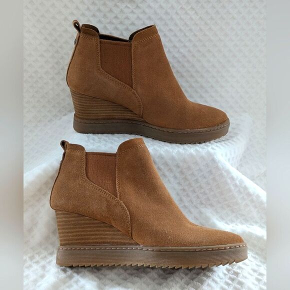 Sofft Utley Redwood Brown Wedge Bootie, Stacked Heel, Women's Size 7 1/2 - Picture 2 of 13